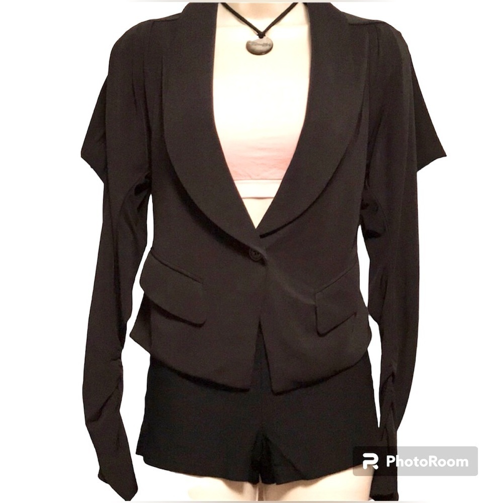 ARYN K Black peplum deep V-neck blazer jacket Size Small